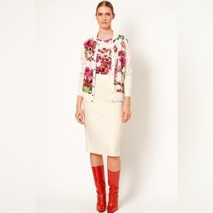 Clara yoon 2 pc top and sweater floral print design cardigan
